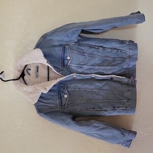 Topshop Moto Sherpa lined Denim Jacket